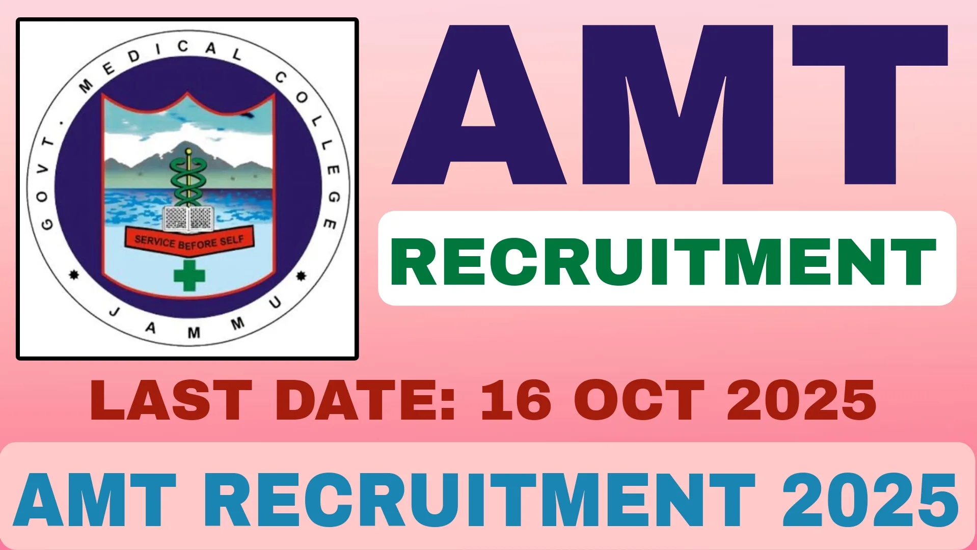 Govt AMT School Jammu Admission 2025 for Leftover Seats > Eligibility, Notification AMT RECRUITMENT 2025